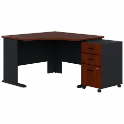 New Cubix 48"W Corner Desk with Mobile File Cabinet, (SRA035HCSU) Corner Desks