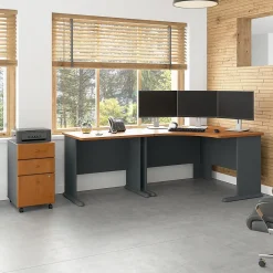 Cubix 48"W Corner Desk with Return and Mobile File Cabinet, (SRA005NCSU) L-Desks