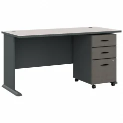 Cubix 60W Desk with Mobile File Cabinet, (SRA003SLSU) Computer Desks
