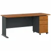 Best Cubix 72W Desk with Mobile File Cabinet, Natural Cherry/Slate (SRA013NCSU) Computer Desks
