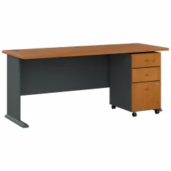 Best Cubix 72W Desk with Mobile File Cabinet, Natural Cherry/Slate (SRA013NCSU) Computer Desks
