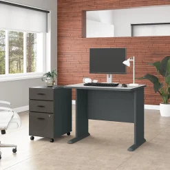 Sale Cubix 36W Desk with Mobile File Cabinet, (SRA024SLSU) Computer Desks