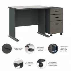 Sale Cubix 36W Desk with Mobile File Cabinet, (SRA024SLSU) Computer Desks