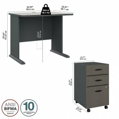 Sale Cubix 36W Desk with Mobile File Cabinet, (SRA024SLSU) Computer Desks
