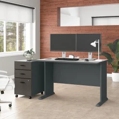 New Cubix 48W Desk with Mobile File Cabinet, (SRA025SLSU) Computer Desks