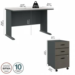 Outlet Cubix 48W Desk with Mobile File Cabinet, (SRA025SLSU) Office Desks