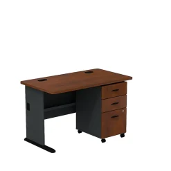 Online Cubix Bundle 48"W Desk with 3 Dwr Mobile Pedestal (B/B/F), (SRA025HCSU) Computer Desks