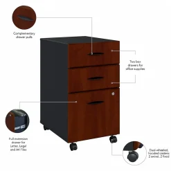 Sale Cubix 3-Drawer Mobile Vertical File Cabinet, Letter/Legal Size, Lockable, Hansen Cherry (WC94453PSU) File Cabinets