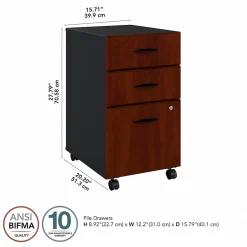 Sale Cubix 3-Drawer Mobile Vertical File Cabinet, Letter/Legal Size, Lockable, Hansen Cherry (WC94453PSU) File Cabinets