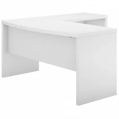 Discount Echo 60"W L Shaped Bow Front Desk, Pure White (ECH025PW) L-Desks