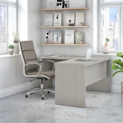 Discount Echo 60"W L Shaped Desk, Gray Sand (ECH026GS) L-Desks
