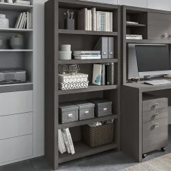 New Echo 5 Shelf Bookcase, Charcoal Maple (KI60304-03) Bookcases