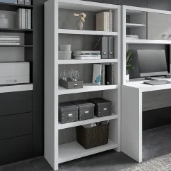 Echo 5 Shelf Bookcase, Pure White/Modern Gray (KI60504-03) Bookcases