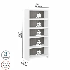 Echo 5 Shelf Bookcase, Pure White/Modern Gray (KI60504-03) Bookcases