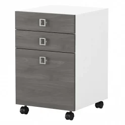 Echo 3 Drawer Mobile File Cabinet, Pure White/Modern Gray (KI60501-03) File Cabinets