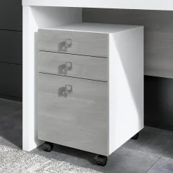 Echo 3 Drawer Mobile File Cabinet, Pure White/Modern Gray (KI60501-03) File Cabinets