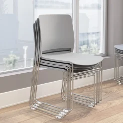 Clearance Envision Stackable Chairs, Gray, 2/Set (CH4003LGP-03) Folding & Stacking