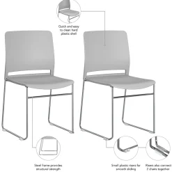 Clearance Envision Stackable Chairs, Gray, 2/Set (CH4003LGP-03) Folding & Stacking