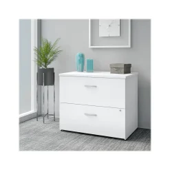 Outlet Easy Office 2-Drawer Lateral File Cabinet, Locking, Letter/Legal, Pure White, 36" (EO109WHSU) File Cabinets