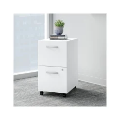 Easy Office 2-Drawer Mobile Vertical File Cabinet, Letter/Legal Size, Lockable, Pure White (EO108WHSU) File Cabinets