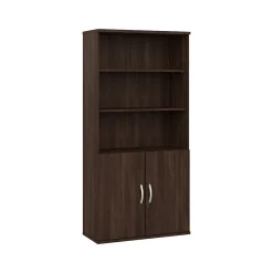 Hybrid 73"H 5-Shelf Bookcase with Doors, Laminated Wood (HYB024BW) Bookcases