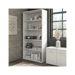 Outlet Hybrid 73"H 5-Shelf Bookcase with Adjustable Shelves, Laminated Wood (HYB136WH-Z) Bookcases