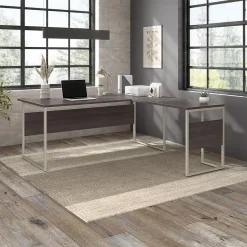 Best Hybrid 72"W L Shaped Table Desk with Metal Legs, (HYB025SG) L-Desks