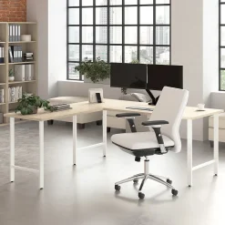 Sale Hustle 72"W L Shaped Computer Desk with Metal Legs, Natural Elm (HUS001NE) Office Desks