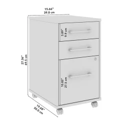 Online Hustle 3 Drawer Mobile File Cabinet, White (HUF116WH) File Cabinets