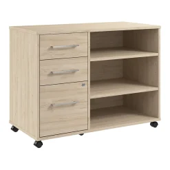 Clearance Hustle Office Storage Cabinet with Wheels, Natural Elm (HUF140NE) File Cabinets