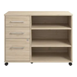 Clearance Hustle Office Storage Cabinet with Wheels, Natural Elm (HUF140NE) File Cabinets