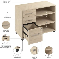 Clearance Hustle Office Storage Cabinet with Wheels, Natural Elm (HUF140NE) File Cabinets