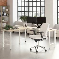Sale Hustle 72"W L Shaped Computer Desk with Metal Legs, Natural Elm (HUS002NE) L-Desks