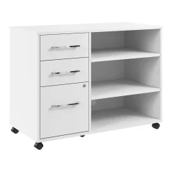 Discount Hustle Office Storage Cabinet with Wheels, White (HUF140WH) File Cabinets