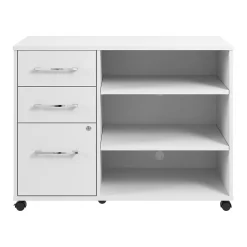 Discount Hustle Office Storage Cabinet with Wheels, White (HUF140WH) File Cabinets