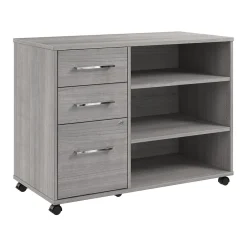 Online Hustle Office Storage Cabinet with Wheels, Platinum Gray (HUF140PG) File Cabinets