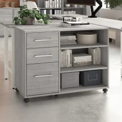 Online Hustle Office Storage Cabinet with Wheels, Platinum Gray (HUF140PG) File Cabinets
