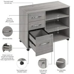 Online Hustle Office Storage Cabinet with Wheels, Platinum Gray (HUF140PG) File Cabinets