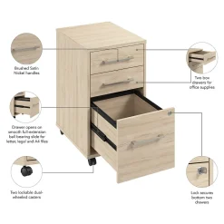 Outlet Hustle 3 Drawer Mobile File Cabinet, Natural Elm (HUF116NE) File Cabinets