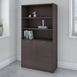 Discount Jamestown 66.12"H 5-Shelf Bookcase with Adjustable Shelves, Storm Gray Laminated Wood (JTB136SG) Bookcases