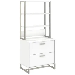 Hot Method 2 Drawer Lateral File Cabinet with Hutch, White (MTH012WHSU) File Cabinets