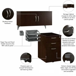 Discount Office in an Hour Cubicle Storage with Cabinet, Paper Tray, & Pencil Holder, Mocha Cherry (WC36890-03K) Storage Cabinets