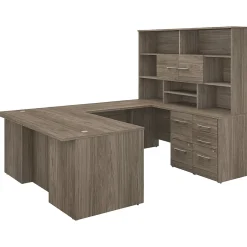 Clearance Office 500 72"W U Shaped Executive Desk with Drawers and Hutch, (OF5003MHSU) Office Desks