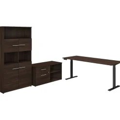 Clearance Office 500 72"W Adjustable Desk with Storage and Bookcase, (OF5006BWSU) Standing Desks