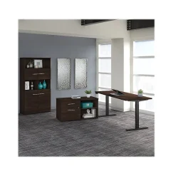 Clearance Office 500 72"W Adjustable Desk with Storage and Bookcase, (OF5006BWSU) Standing Desks