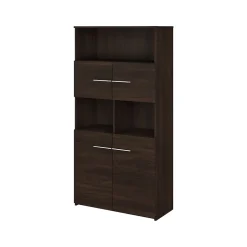 Best Office 500 70"H 5-Shelf Bookcase with Doors, (OFB136BW) Bookcases