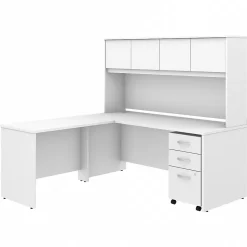 New Studio C 72"W L Shaped Desk with Hutch, Mobile File Cabinet and Return, (STC006WH) Office Desks