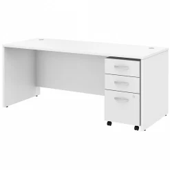 Best Studio C 72"W Office Desk with Mobile File Cabinet, (STC013WH) Computer Desks