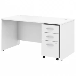 Clearance Studio C 60"W Office Desk with Mobile File Cabinet, (STC014WH) Computer Desks