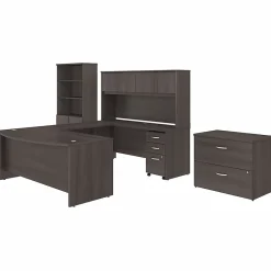 Discount Studio C 72"W U Shaped Desk with Hutch, Bookcase and File Cabinets, (STC001SG) Computer Desks